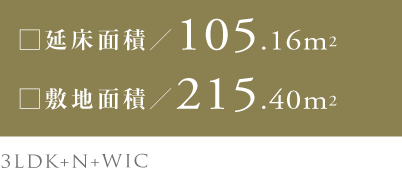 延床面積/105.16平米　敷地面積/215.40平米　3LDK＋N＋WIC